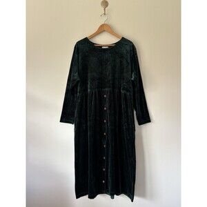 Amanda Stewart Babydoll Dress XL Green Velvet Button Maxi MuMu Dark Whimisgoth